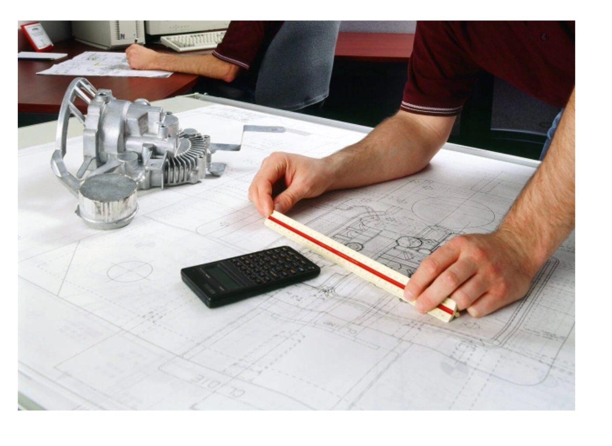 Measuring a die-cast part drawing with a scale ruler